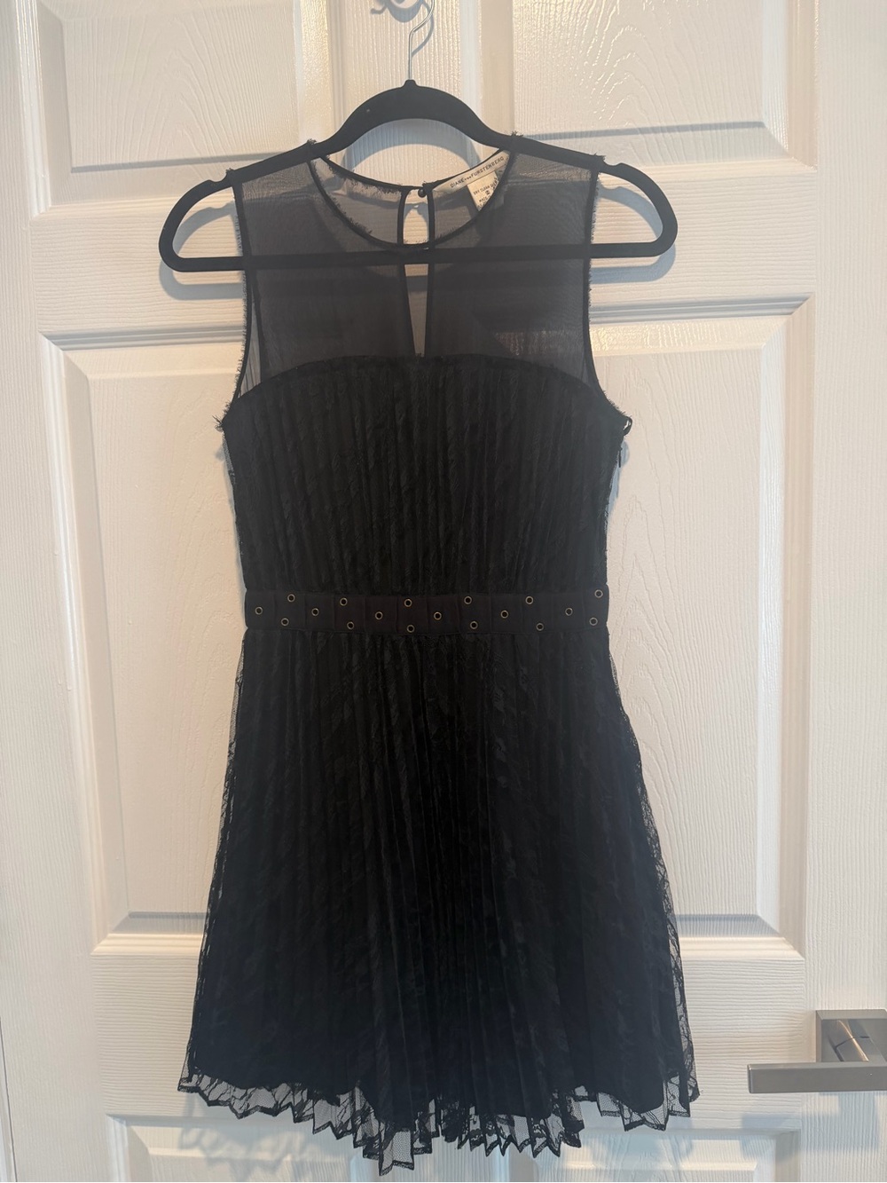 Diane Von Furstenberg Black lace Pleated Mini Dress
